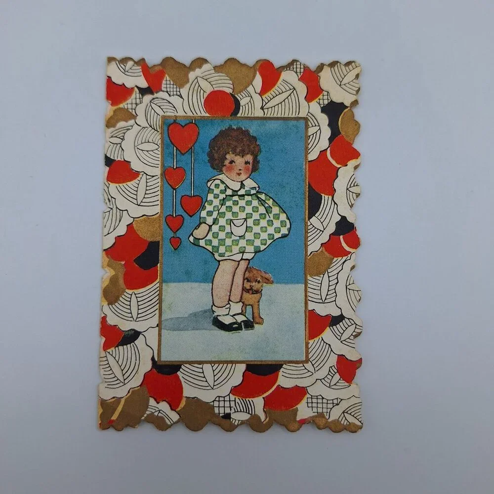 Vintage St‎ Valentines Day Greeting Cards Set Of 3 Mini Heart Bird Small 4 Inch